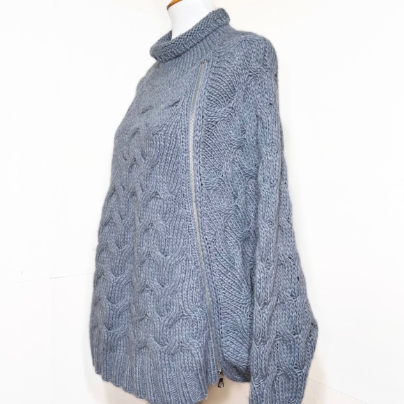 SOLD-Free People Zippered Chunky Slouchy Dolman Sleeve Cable Knit Sweater - Picture 3 of 10